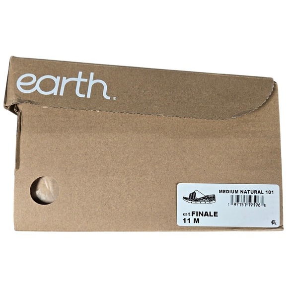 Earth Womens 11M etFINALE Wedge Platform Cork Sandals Brown Tan Beaded‎ Strap